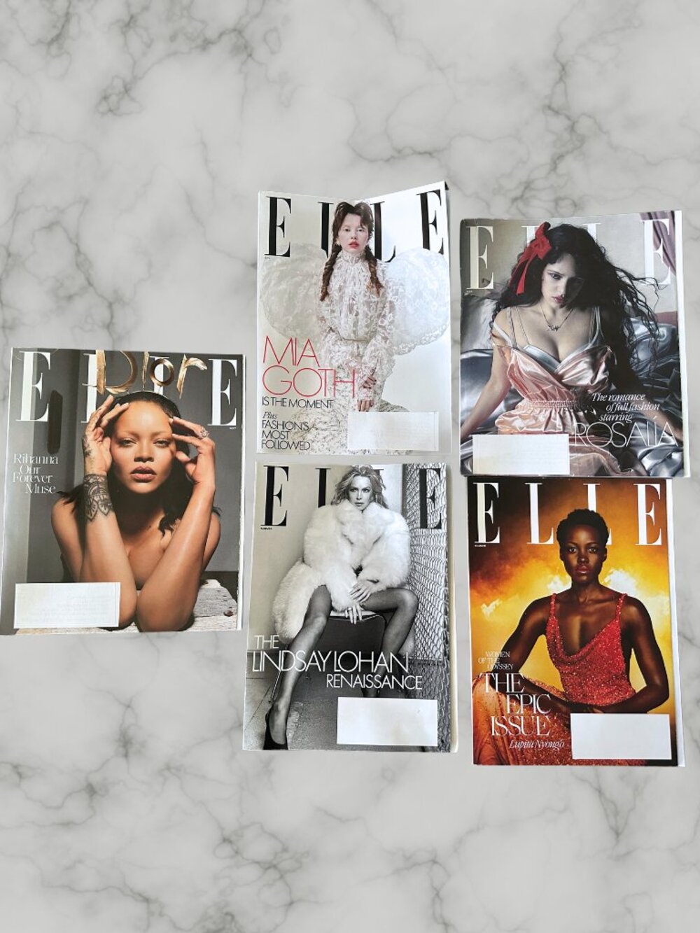 Elle 5 Magazine Bundle - Lindsay Lohan, Rihanna, Rosalia, Mia Goth, Lupita Nyong